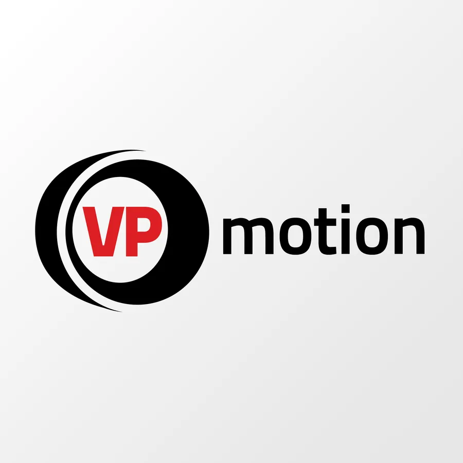 Logo sur fond clair de VP Motion
