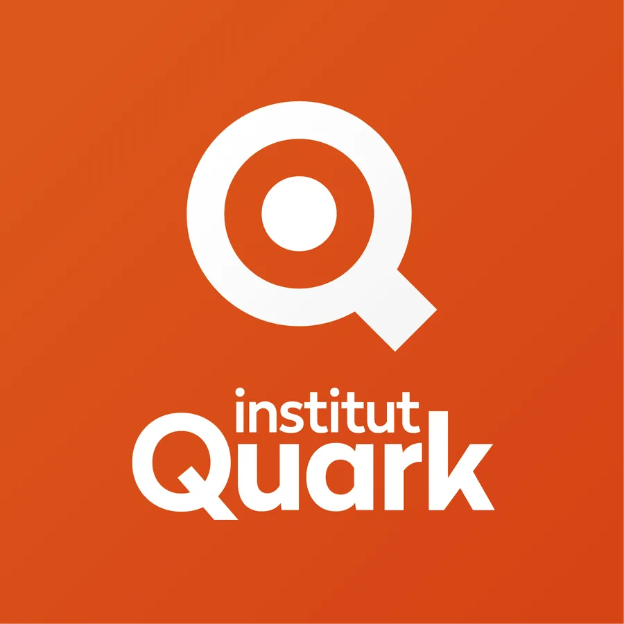 Logo de l'institut Quark sur fond orange