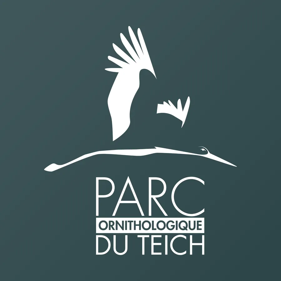 Logo du parc ornithologique du Teich sur fond sombre