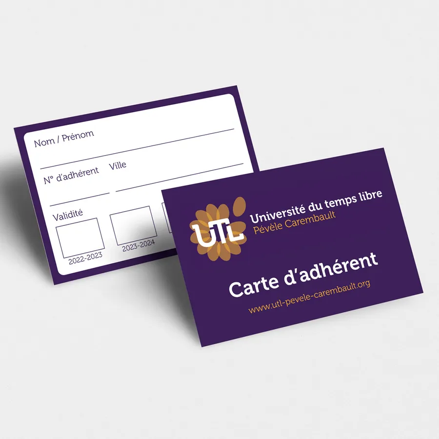 Carte d'adhérent à l'Université du Temps Libre Pévèle-Carembault