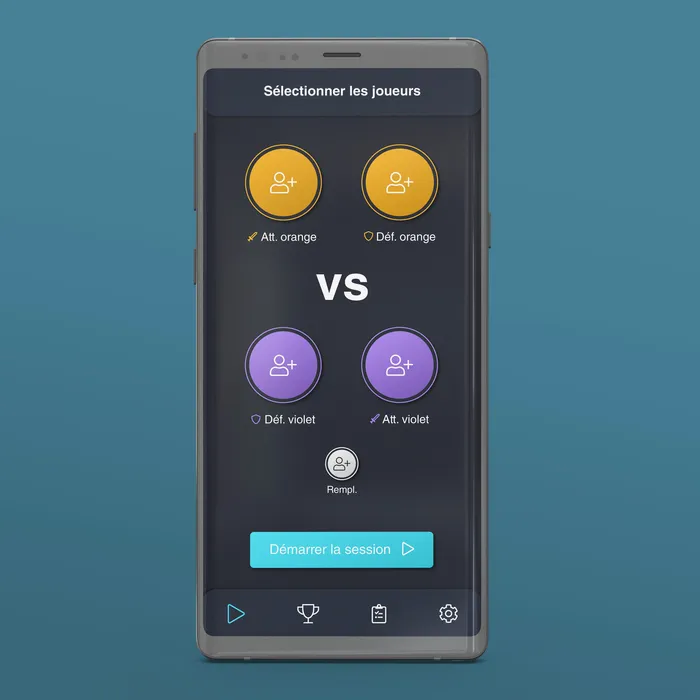 Accueil de l'application de babyfoot