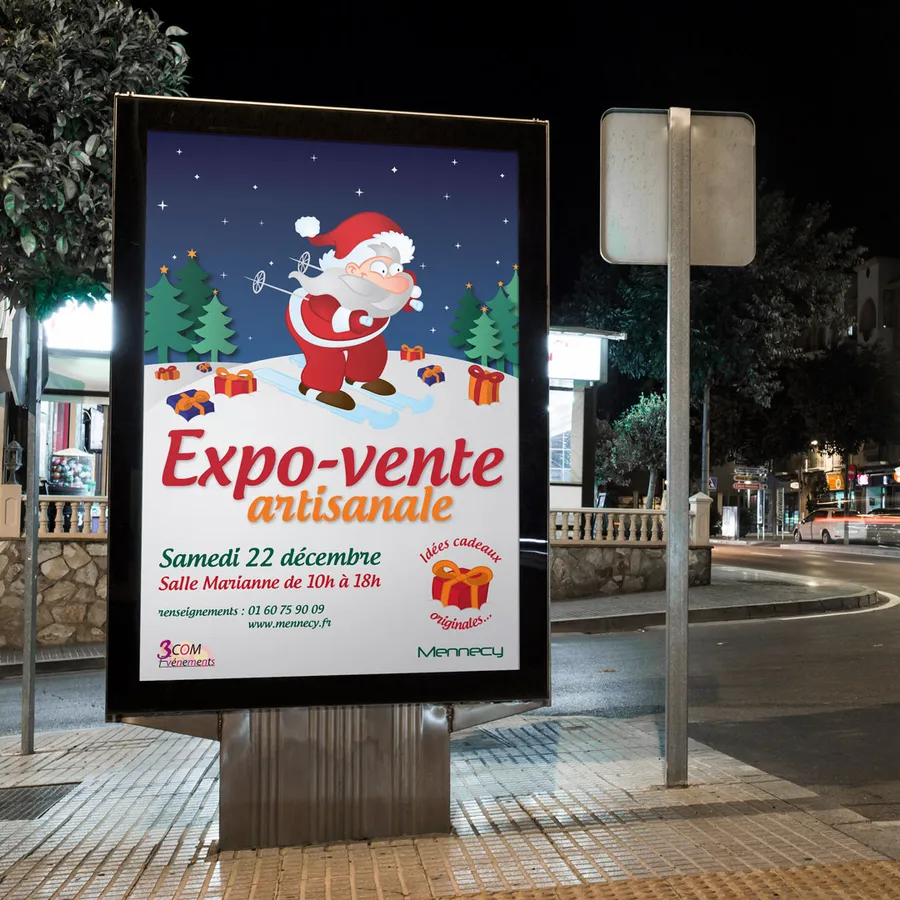 Mise en situation de l'affiche de l'expo-vente artisanale